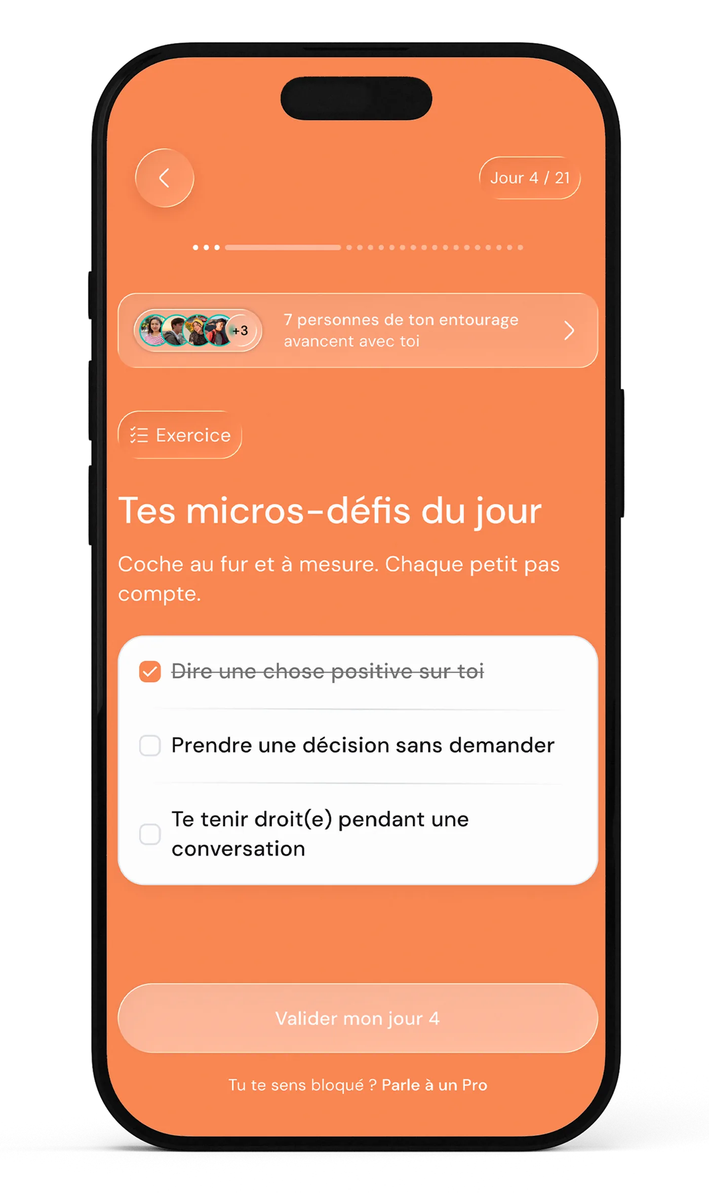 Auto-coaching dans l'application Petits Pas