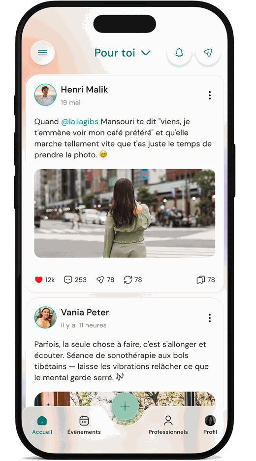 Le fil d'actualité de l'application Petits Pas
